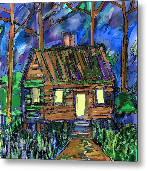 Landscape Metal Print featuring the painting Winter House by Joe Roache