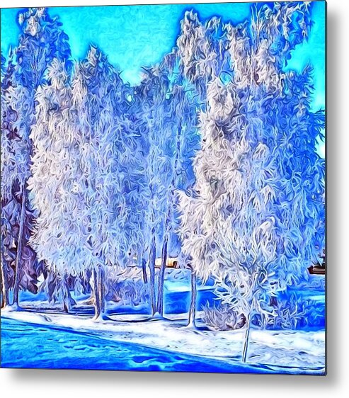 Trees Metal Print featuring the digital art Winter Trees by Ron Bissett