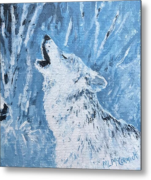 Wolf Metal Print featuring the painting Wolf of the Tetons by ML McCormick