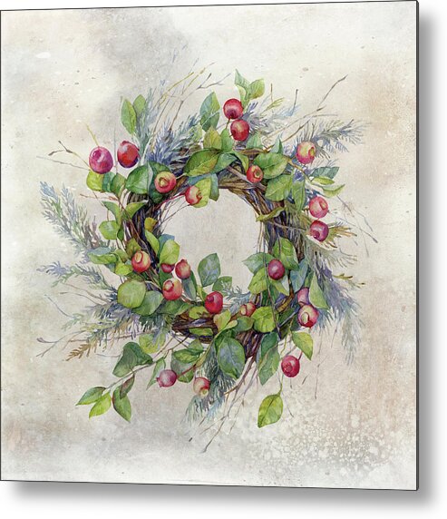 Berries Metal Print featuring the digital art Woodland Berry Wreath by Colleen Taylor