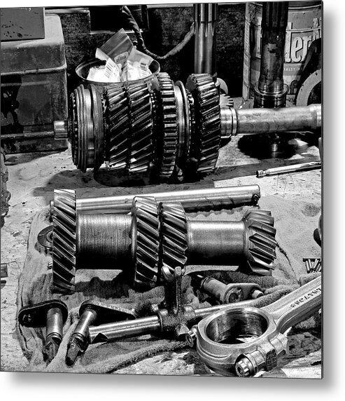 Mono Metal Print featuring the photograph Working Gears by Christopher McKenzie