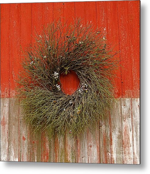 Americana Metal Print featuring the photograph Wreath on The Barn by Nicola Fiscarelli