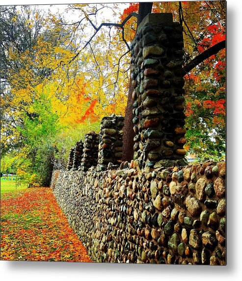 Alma Metal Print featuring the photograph Wright Park Stone Wall in Fall by Chris Brown