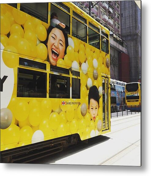 Yellow Metal Print featuring the photograph Yeay..The Tram has Arrived by Kartika Kurniasari