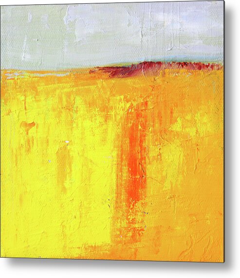 Abstract Landscape Metal Print featuring the painting Yellow Abstract Landscape by Nancy Merkle