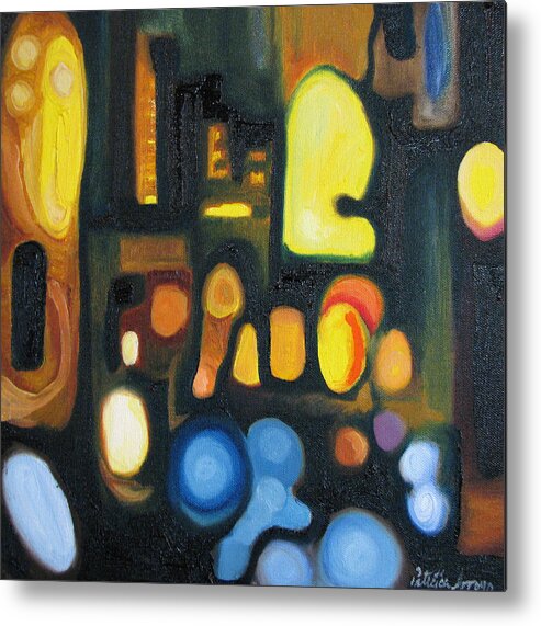 Abstract Metal Print featuring the painting Yellow and Blue by Patricia Arroyo