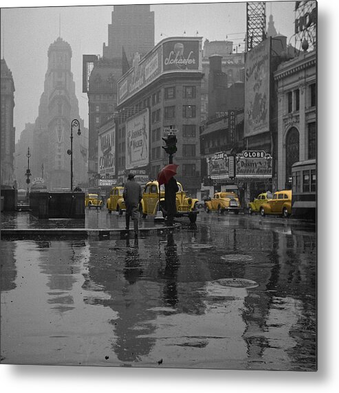 Times Square Metal Print featuring the photograph Yellow Cabs New York by Andrew Fare