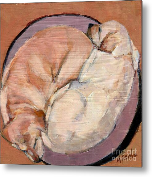 Yellow Labrador Retreivers Metal Print featuring the painting Yellow Go Round by Molly Poole