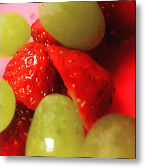  Metal Print featuring the photograph Yummy Juicy Strawberries And Grapes For by Emily Fisher