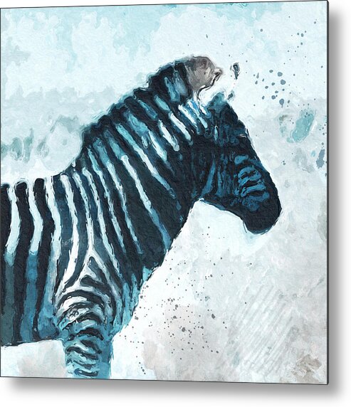 Zebra Metal Print featuring the digital art Zebra- Art by Linda Woods by Linda Woods