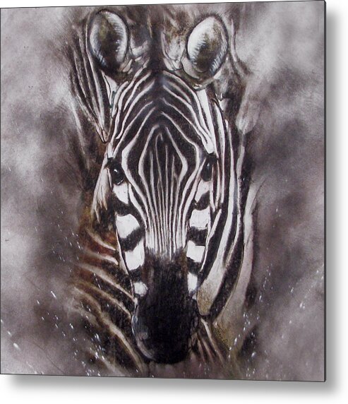 Canvas Prints Metal Print featuring the painting Zebra splash by Jackie Flaten