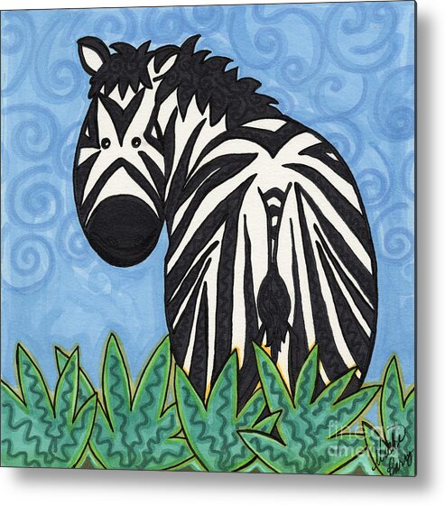 Jungle Animals Metal Print featuring the painting Zebra by Vicki Baun Barry