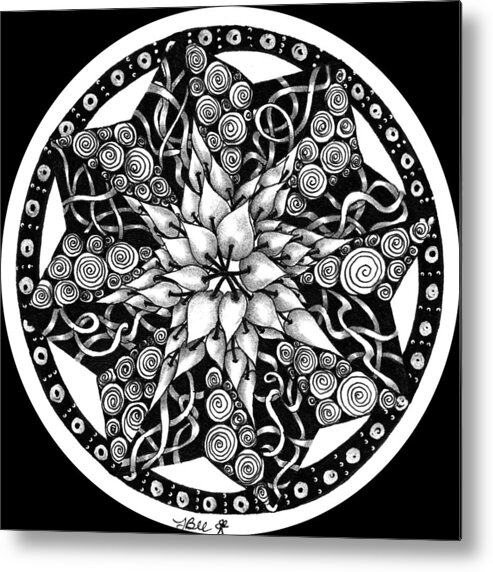 Zendala Metal Print featuring the drawing Zendala Joy #2 by Jan Steinle