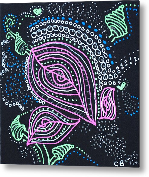 Caregiver Metal Print featuring the drawing Zentangle Flower by Carole Brecht