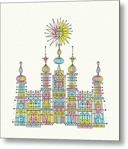 Architecture Metal Poster featuring the drawing Abstract Castle #1 by CSA Images