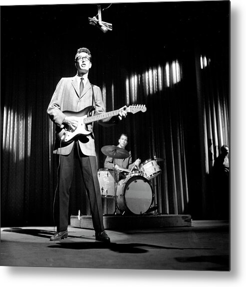 1950-1959 Metal Print featuring the photograph Buddy Holly & The Crickets #1 by Michael Ochs Archives