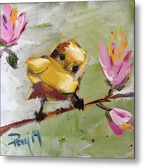 Bird Metal Print featuring the painting Hey Cutie by Roxy Rich