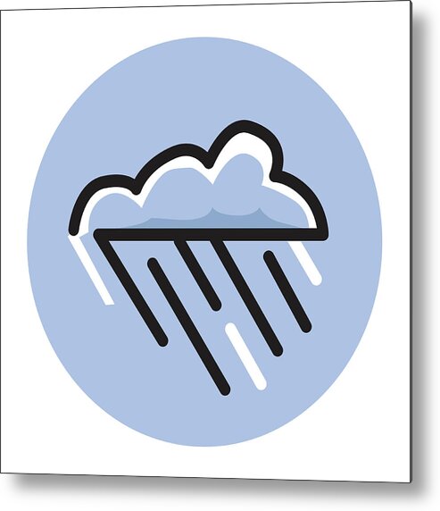 Blue Background Metal Print featuring the drawing Rain Cloud #1 by CSA Images
