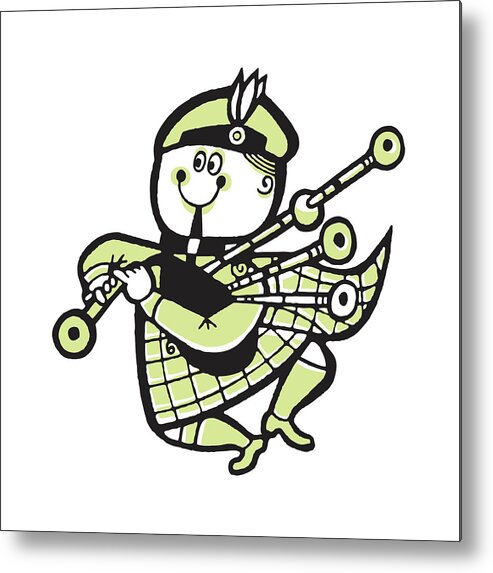 Accessories Metal Print featuring the drawing Scotsman Playing Bagpipes #1 by CSA Images