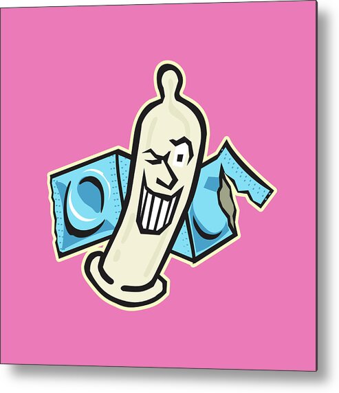 Banana Seat Metal Print featuring the drawing Winking Condom #1 by CSA Images