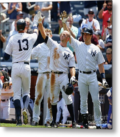 People Metal Print featuring the photograph Kansas City Royals V New York Yankees by Al Bello