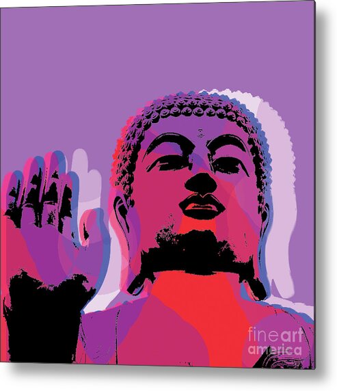 Buddha Metal Print featuring the digital art Buddha Pop Art - Warhol style #2 by Jean luc Comperat