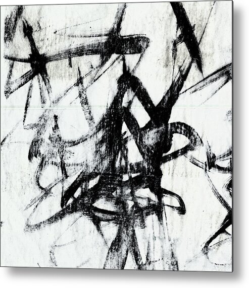 Abstract Metal Print featuring the painting Monotype Scribble I #2 by Jennifer Goldberger
