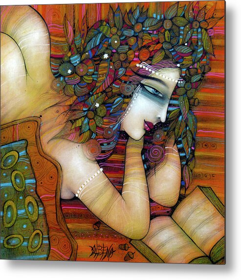 Albena Metal Print featuring the painting The reader #3 by Albena Vatcheva