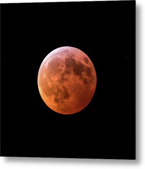 Terry D Photography Metal Print featuring the photograph 2019 Super Blood Moon Lunar Eclipse Square by Terry DeLuco