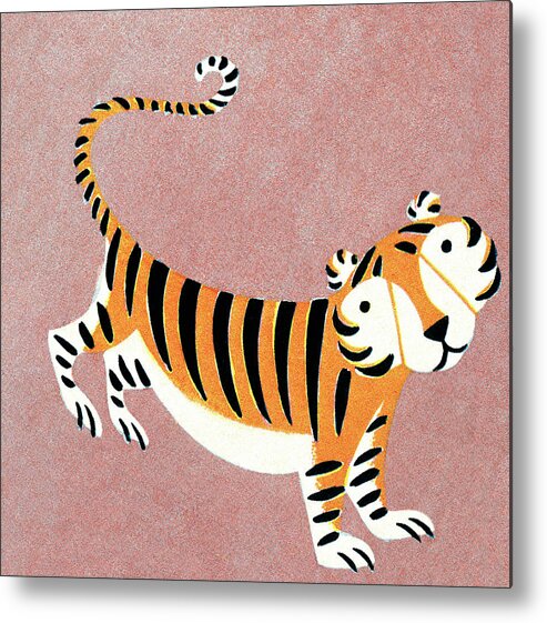 Animal Metal Poster featuring the drawing Tiger #25 by CSA Images