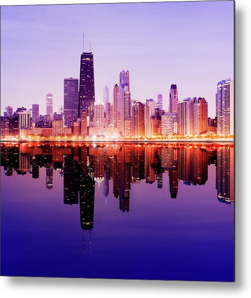 Lake Michigan Metal Print featuring the photograph Downtown Chicago City Skyline In #3 by Deejpilot