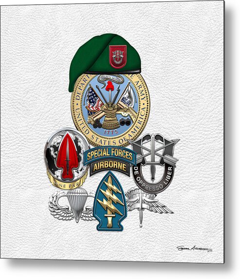 U.s. Army Special Forces Collection By Serge Averbukh Metal Print featuring the digital art 7th Special Forces Group - Green Berets Special Edition by Serge Averbukh