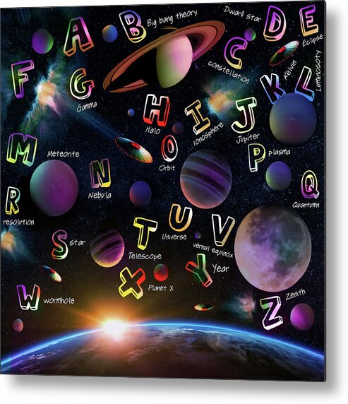 The Universe Metal Print featuring the digital art A Is For Astronomy by Ali Chris
