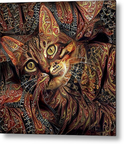 Cat Metal Print featuring the digital art A Little Cinnamon by Peggy Collins