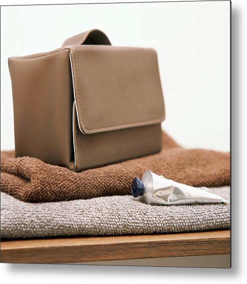 Ip_00340361 Metal Print featuring the photograph A Sponge Bag On Towels by Luc Wauman