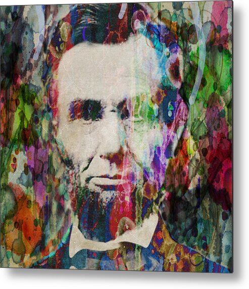 100 Dollars Metal Print featuring the painting Abraham Lincoln Watercolor by Robert R Splashy ART by Robert R Splashy Art Abstract Paintings