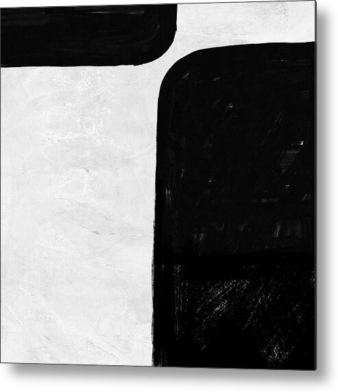 Black And White Metal Print featuring the painting Abstract Black and White No.30 by Naxart Studio