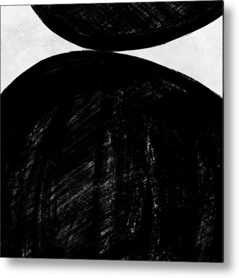 Black And White Metal Print featuring the painting Abstract Black and White No.34 by Naxart Studio