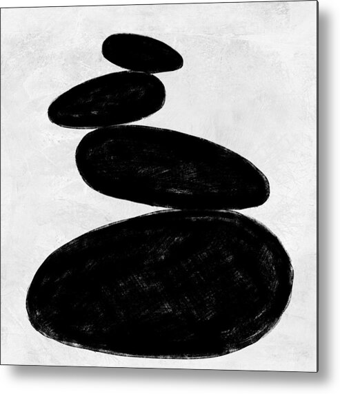 Black And White Metal Print featuring the painting Abstract Black and White No.36 by Naxart Studio