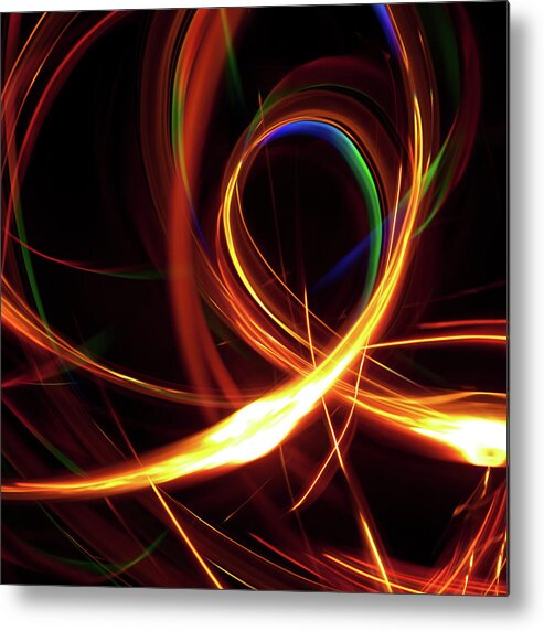 Curve Metal Print featuring the photograph Abstract Light In Yellow, Green, And by Kertlis