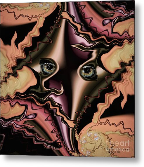 Abstract Metal Print featuring the mixed media Abstract portrait - fractalistic Cubism by Kira Bodensted