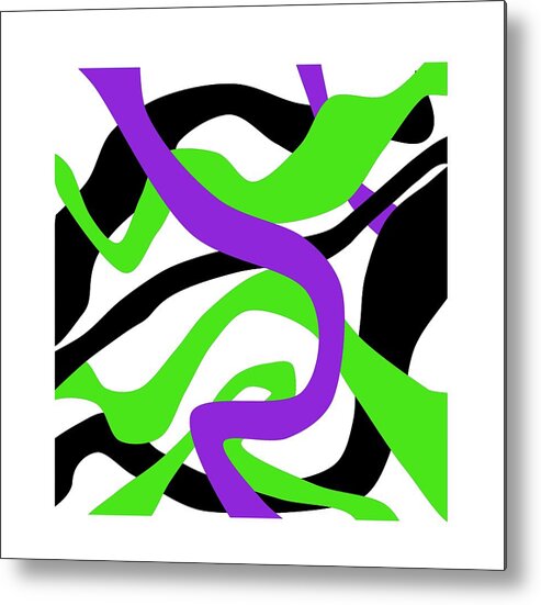 Black Metal Print featuring the drawing Abstract Purpur Green and Black by Patricia Piotrak