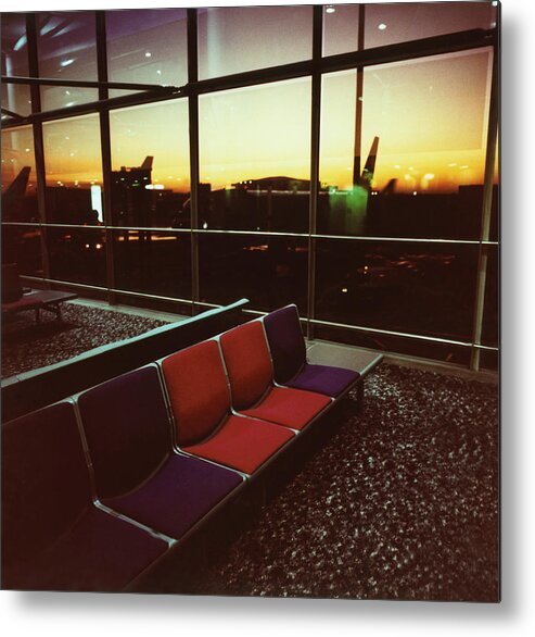 Empty Metal Print featuring the photograph Airport Departure Lounge by Silvia Otte