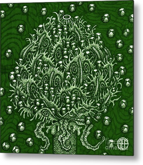 Boho Metal Print featuring the drawing Alien Bloom 15 by Amy E Fraser