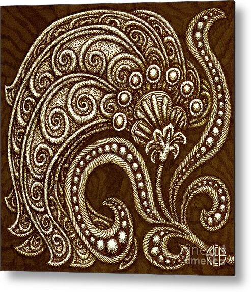 Boho Metal Print featuring the drawing Alien Bloom 16 by Amy E Fraser