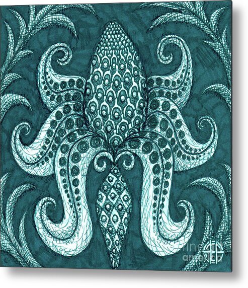 Boho Metal Print featuring the drawing Alien Bloom 3 by Amy E Fraser