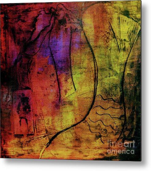 Red Painting Metal Print featuring the mixed media Allegro by Elizabeth Bogard