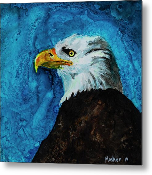 Raptor Metal Print featuring the painting American Eagle Portrait Painting by Rick Mosher