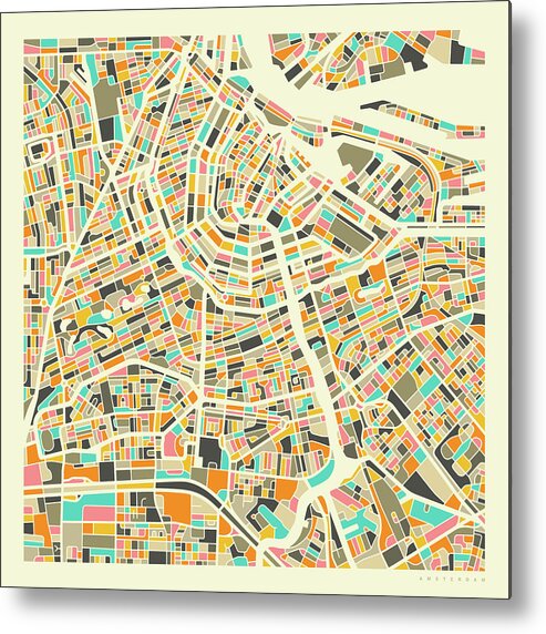 Amsterdam Map Metal Print featuring the digital art Amsterdam Map 1 by Jazzberry Blue
