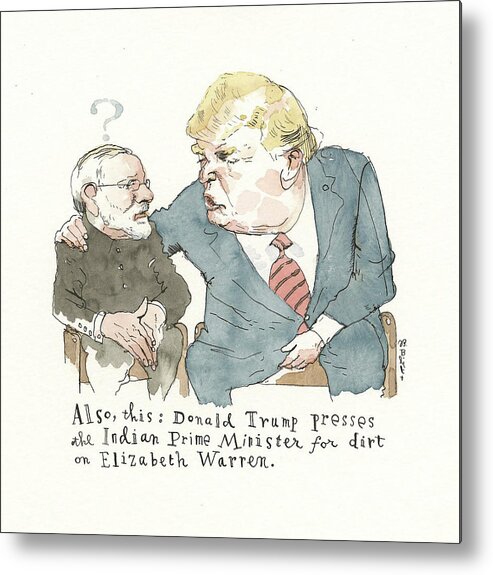 Captionless Metal Print featuring the painting Another Whistle Blown by Barry Blitt